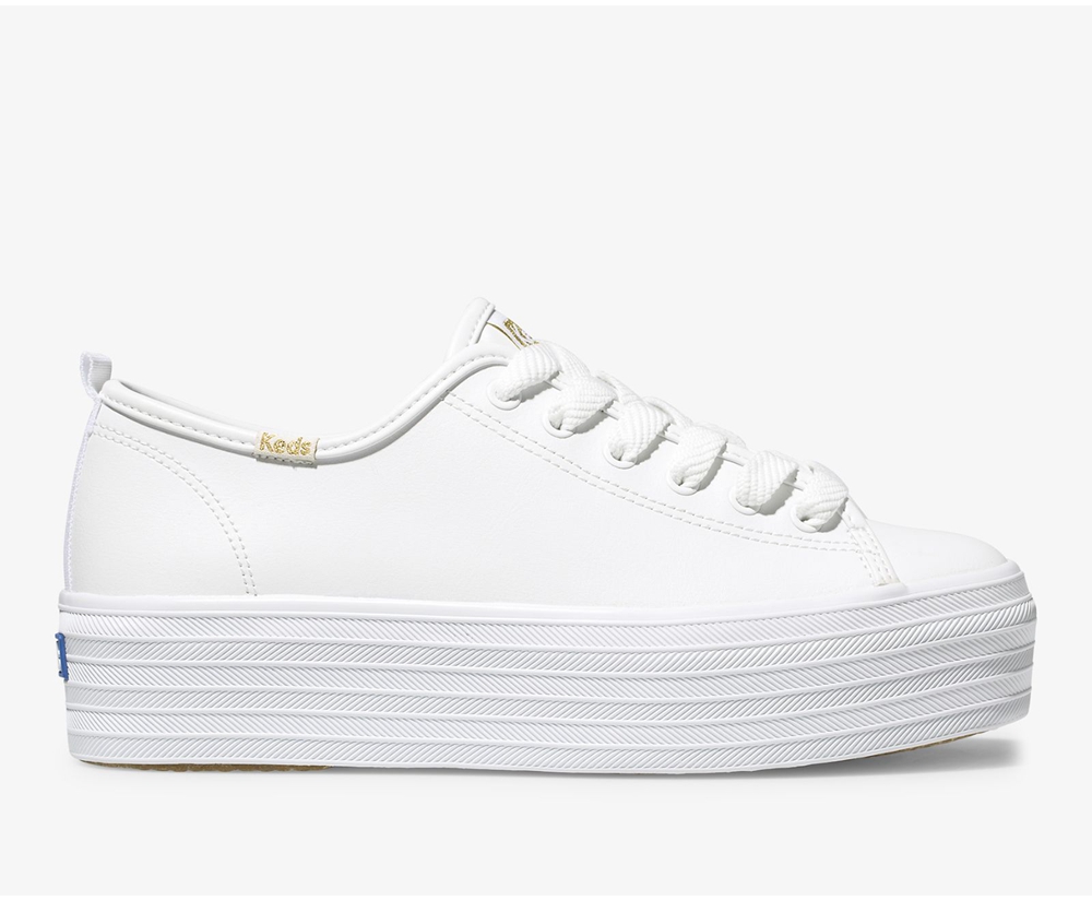 Keds Womens Sneakers White - Triple Up Leather - 439KDJFCN